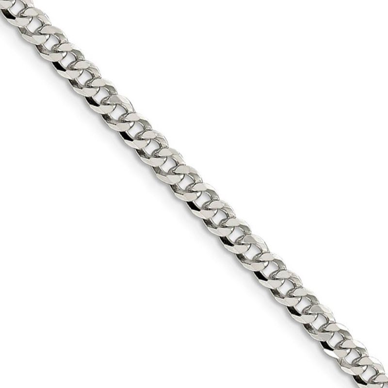 4mm, Sterling Silver, Solid Beveled Curb Chain Necklace, 18 Inch
